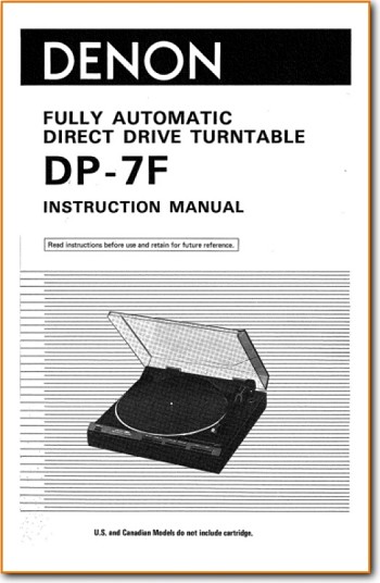 Denon DP-7-F Turntable Record Player Main User Book - PDF & Tech Help* | English
