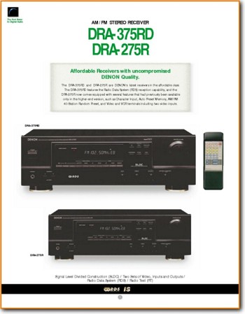 Denon DRA-375-RD Amp Receiver Main Brochure - PDF & Tech Help* | English