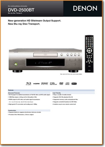 Denon DVD-2500 DVD Player Addendum - A Brochure - PDF & Tech Help* | English