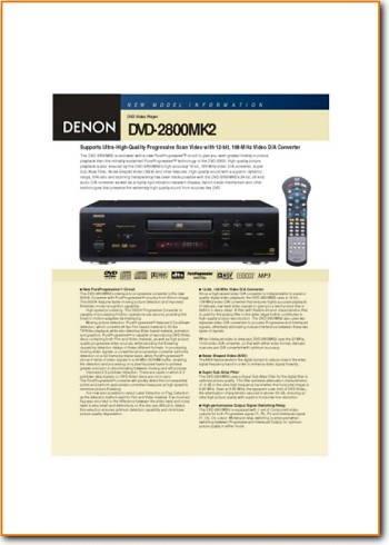 Denon DVD-2800-MkII DVD Player Main Brochure - PDF & Tech Help* | English