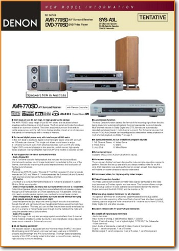 Denon DVD-770-SD DVD Player Main Brochure - PDF & Tech Help* | English