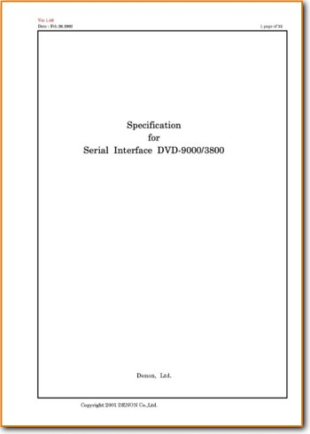 Denon DVD-9000 DVD Player Main Article - PDF & Tech Help* | English