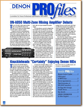 Denon Profiles 98 See Literature Addendum - A Article - PDF & Tech Help* | English