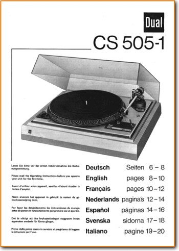 Dual CS-505-1 Turntable Record Player Main User Book - PDF & Tech Help* | English