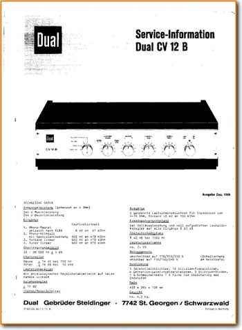 Dual CV-12-B Amp Receiver Main Brochure - PDF & Tech Help* | German