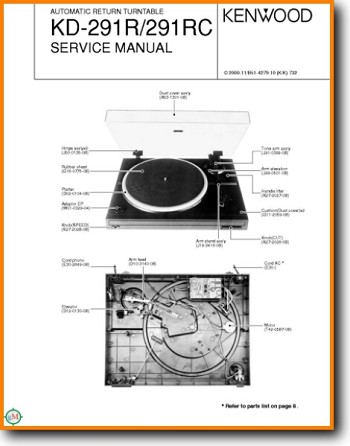Kenwood KD-291-R Turntable Record Player Main Technical Manual - PDF & Tech Help* | English