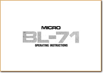 Micro Seiki BL-71 Turntable Record Player Main User Book - PDF & Tech Help* | English