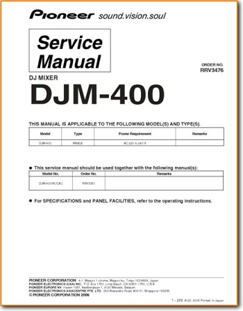Pioneer DJM-400 Amp Receiver Addendum - A Technical Manual - PDF & Tech Help* | English