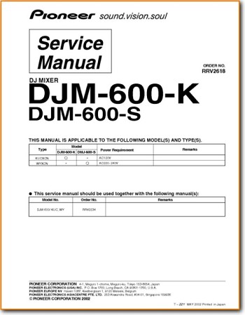 Pioneer DJM-600 Amp Receiver Addendum - A Technical Manual - PDF & Tech Help* | English