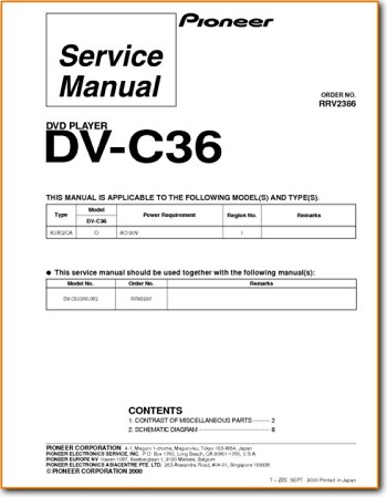Pioneer DVC-36 DVD Player Addendum - A Technical Manual - PDF & Tech Help* | English