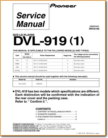 Pioneer DVL-919 Laserdisc Addendum - A Technical Manual - PDF & Tech Help* | English