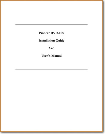 Pioneer DVR-105 DVD Player Main User Book - PDF & Tech Help* | English