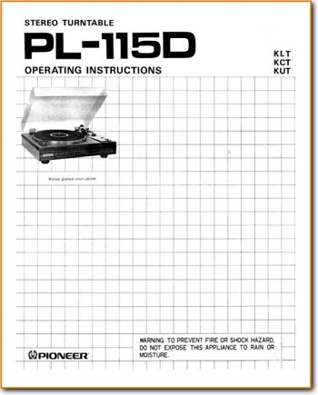 Pioneer PL-115-D Turntable Record Player Main User Book - PDF & Tech Help* | English
