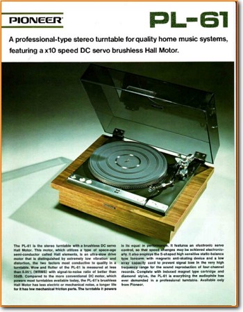 Pioneer PL-61 Turntable Record Player Main Brochure - PDF & Tech Help* | English