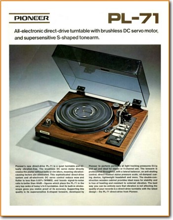 Pioneer PL-71 Turntable Record Player Main Brochure - PDF & Tech Help* | English