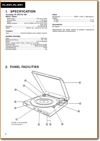 Pioneer PLZ-91 Turntable Record Player Main Technical Manual - PDF & Tech Help* | English