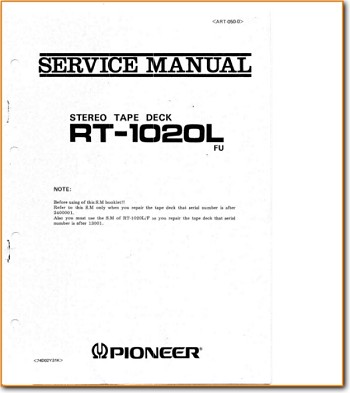 Pioneer RT-1020-L Tape Player Main Technical Manual - PDF & Tech Help* | English