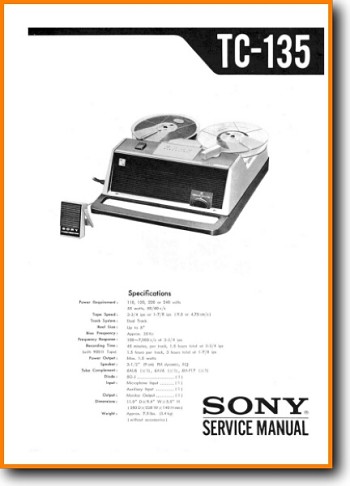 Sony TC-135 Tape Player Main Technical Manual - PDF & Tech Help* | English