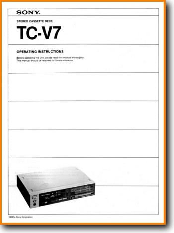 Sony TCV-7 Tape Player Main User Book - PDF & Tech Help* | English