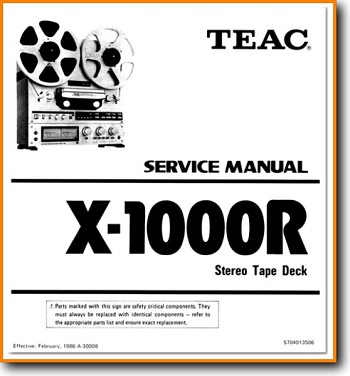 Teac X-1000-R Tape Player Addendum - B Technical Manual - PDF & Tech Help* | English