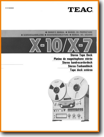 Teac X-10 Tape Player Main User Book - PDF & Tech Help* | English