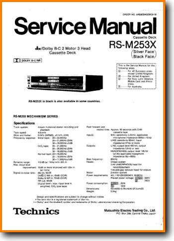 Technics RSM-253-X Tape Player Main Technical Manual - PDF & Tech Help* | English