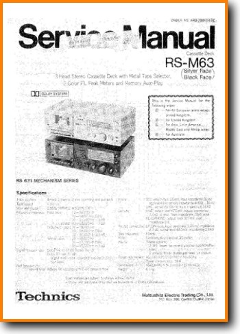 Technics RSM-63 Tape Player Main Technical Manual - PDF & Tech Help* | English