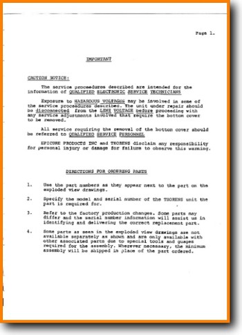 Thorens TD-166 Turntable Record Player Main Technical Manual - PDF & Tech Help* | English