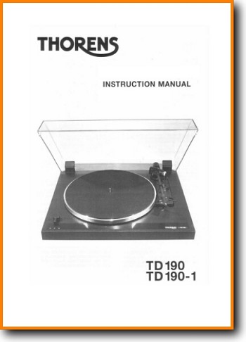 Thorens TD-1902 Turntable Record Player Main User Book - PDF & Tech Help* | English