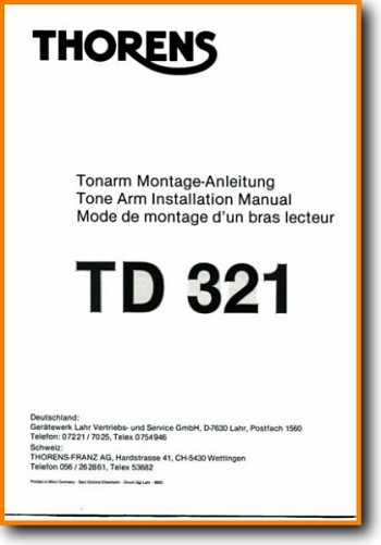 Thorens TD-321 Turntable Record Player Addendum - A User Book - PDF & Tech Help* | English