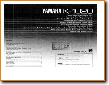 Yamaha K-1020 Tape Player Main User Book - PDF & Tech Help* | English