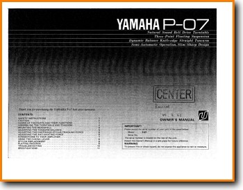 Yamaha P-07 Turntable Record Player Main User Book - PDF & Tech Help* | English