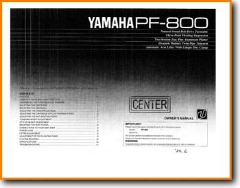Yamaha PF-800 Turntable Record Player Main User Book - PDF & Tech Help* | English