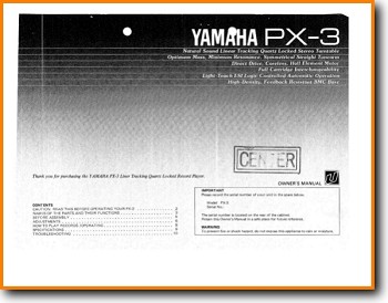 Yamaha PX-3 Turntable Record Player Main User Book - PDF & Tech Help* | English
