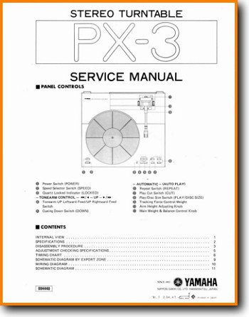 Yamaha PX-3 Turntable Record Player Main Technical Manual - PDF & Tech Help* | English
